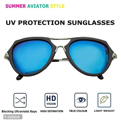 VAST&#174; Aviator Sunglasses For Men Latest And For Women Stylish Sunglasses Driving Sunglasses (Blue, Mirror)-thumb4