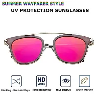 VAST&#174; UV Protection Classic & Stylish Unisex Sunglasses (3189) (Gold, Pink Dammy)-thumb2