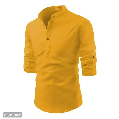 LIFE ROADS Full Sleeve Chinese/Rounded/Mandarin Collar Pure Cotton Casual, Wedding, Party, Festival Stylish Latest Slim fit Kurta Style Comfortable Shirt for Men and Boys.