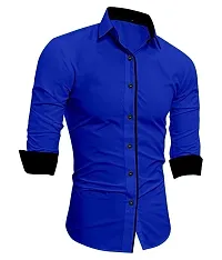 LifeRoads Long Sleeve Premium Soft Cotton Solid Color with Piping Detail Regular Spread Collar, Button up Closure Casual Dress Latest Slim/Smart fit Shirt for Men's and Boys.-thumb1