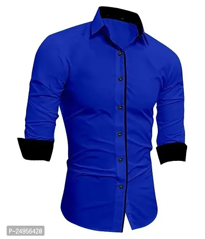 LifeRoads Long Sleeve Premium Soft Cotton Solid Color with Piping Detail Regular Spread Collar, Button up Closure Casual Dress Latest Slim/Smart fit Shirt for Men's and Boys.-thumb2