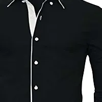 LIFE ROADS Men's Slim Fit Regular Fit, Piping Cotton Solid Shirt-thumb2