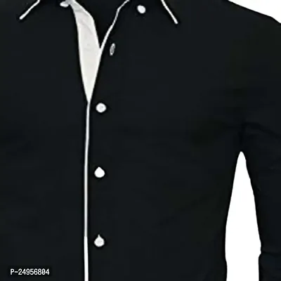 LIFE ROADS Men's Slim Fit Regular Fit, Piping Cotton Solid Shirt-thumb3