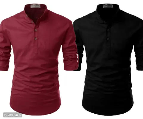 Reliable Cotton Solid Short Kurtas For Men Pack Of 2