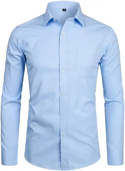 LIFE ROADS Long Sleeve Premium Soft Cotton Solid Color Regular Spread Collar, Latest Slim/Smart fit Shirt for Men.