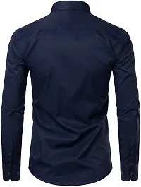 Elegant Cotton Blend Solid Long Sleeves Casual Shirts For Men-thumb1