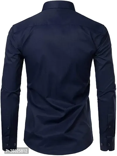 Elegant Cotton Blend Solid Long Sleeves Casual Shirts For Men-thumb2