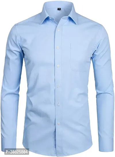 Elegant Cotton Blend Solid Long Sleeves Casual Shirts For Men-thumb0