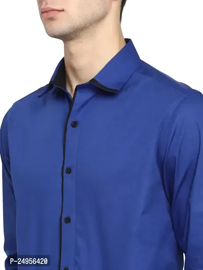 LifeRoads Long Sleeve Premium Soft Cotton Solid Color with Piping Detail Regular Spread Collar, Button up Closure Casual Dress Latest Slim/Smart fit Shirt for Men's and Boys.-thumb5