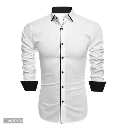 LifeRoads Long Sleeve Premium Soft Cotton Solid Color with Piping Detail Regular Spread Collar, Button up Closure Casual Dress Latest Slim/Smart fit Shirt for Men's and Boys.