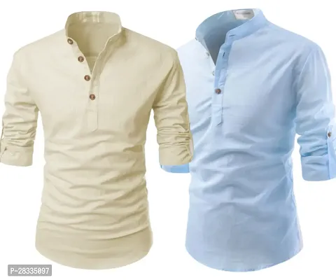 Reliable Cotton Solid Short Kurtas For Men Pack Of 2