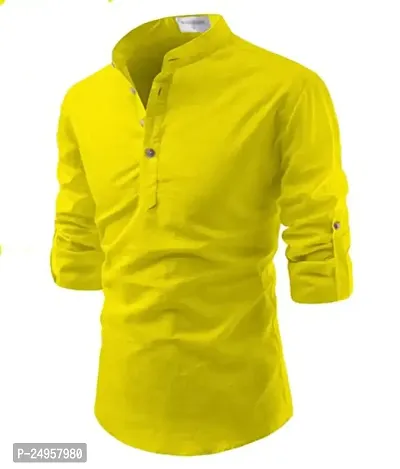 LIFE ROADS Full Sleeve Chinese/Rounded/Mandarin Collar Pure Cotton Casual, Wedding, Party, Festival Stylish Latest Slim fit Kurta Style Comfortable Shirt for Men and Boys.-thumb0