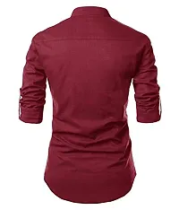 LIFE ROADS Full Sleeve Chinese/Rounded/Mandarin Collar Pure Cotton Casual, Wedding, Party, Festival Stylish Latest Slim fit Kurta Style Comfortable Shirt for Men and Boys.-thumb1