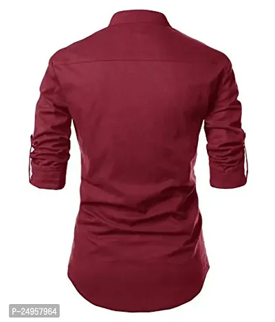 LIFE ROADS Full Sleeve Chinese/Rounded/Mandarin Collar Pure Cotton Casual, Wedding, Party, Festival Stylish Latest Slim fit Kurta Style Comfortable Shirt for Men and Boys.-thumb2