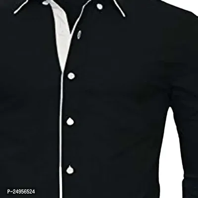 LifeRoads Long Sleeve Premium Soft Cotton Solid Color with Piping Detail Regular Spread Collar, Button up Closure Casual Dress Latest Slim/Smart fit Shirt for Men's and Boys.-thumb3