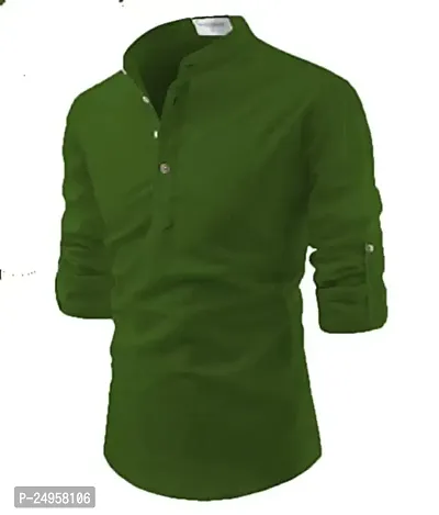 LIFE ROADS Cotton Solid Casual Slim Fit Chinese Collor Short Kurta for Men