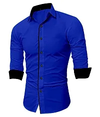 Elegant Cotton Blend Solid Long Sleeves Casual Shirts For Men-thumb2