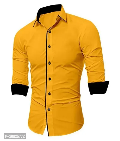 Elegant Cotton Blend Solid Long Sleeves Casual Shirts For Men-thumb0