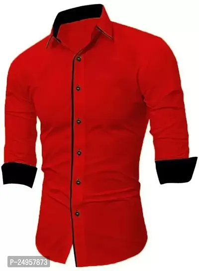 LifeRoads Long Sleeve Premium Soft Cotton Solid Color with Piping Detail Regular Spread Collar, Button up Closure Casual Dress Latest Slim/Smart fit Shirt for Men's and Boys.-thumb0