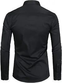 Life Roads Long Sleeve Premium Soft Cotton Solid Color Regular Spread Collar, Latest Slim/Smart fit Shirt for Men. Black-thumb1