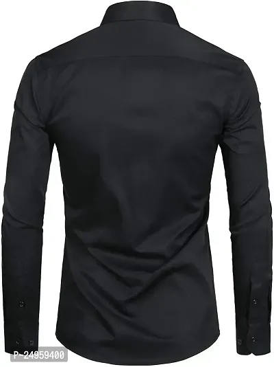 Life Roads Long Sleeve Premium Soft Cotton Solid Color Regular Spread Collar, Latest Slim/Smart fit Shirt for Men. Black-thumb2