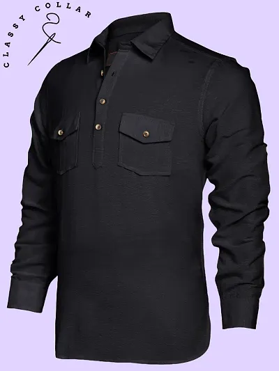 Reliable Cotton Solid Short Kurtas For Men