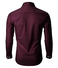 Life Roads Men's Slim Fit Regular Cotton Maroon Solid Shirt-thumb1