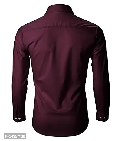 Life Roads Men's Slim Fit Regular Cotton Maroon Solid Shirt-thumb2