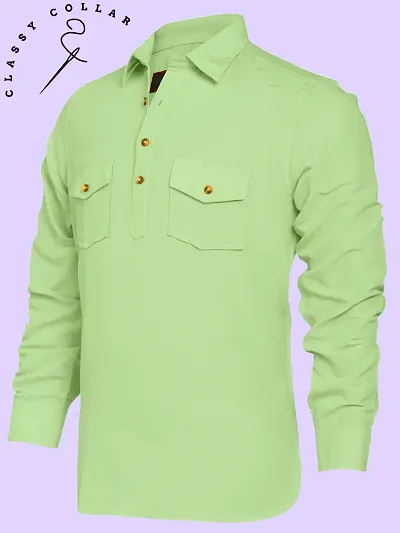 Reliable Cotton Solid Short Kurtas For Men