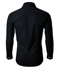 Elegant Cotton Blend Solid Long Sleeves Casual Shirts For Men-thumb1