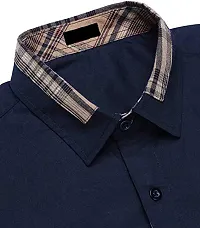 LifeRoads Long Sleeve Premium Soft Cotton Checkered Collar Design Regular Spread Collar, Button up Closure Casual Slim/Smart fit Lightweight Shirt for Men's and Boys.-thumb2