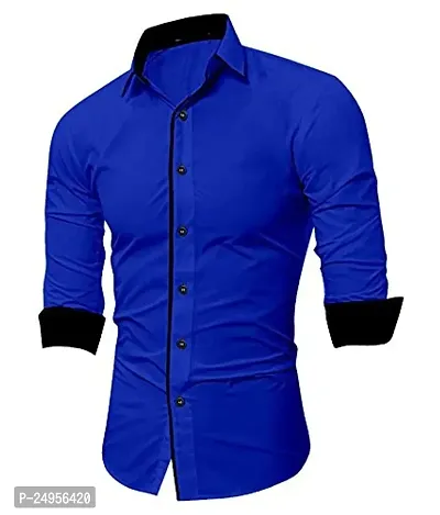 LifeRoads Long Sleeve Premium Soft Cotton Solid Color with Piping Detail Regular Spread Collar, Button up Closure Casual Dress Latest Slim/Smart fit Shirt for Men's and Boys.-thumb3