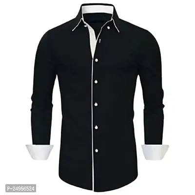 LifeRoads Long Sleeve Premium Soft Cotton Solid Color with Piping Detail Regular Spread Collar, Button up Closure Casual Dress Latest Slim/Smart fit Shirt for Men's and Boys.