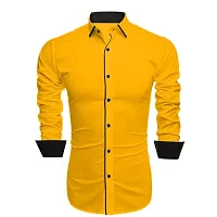 Elegant Cotton Blend Solid Long Sleeves Casual Shirts For Men-thumb1