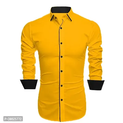 Elegant Cotton Blend Solid Long Sleeves Casual Shirts For Men-thumb2