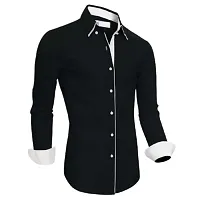 LIFE ROADS Men's Slim Fit Regular Fit, Piping Cotton Solid Shirt-thumb3