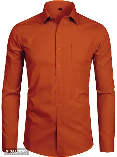 Elegant Cotton Blend Solid Long Sleeves Casual Shirts For Men