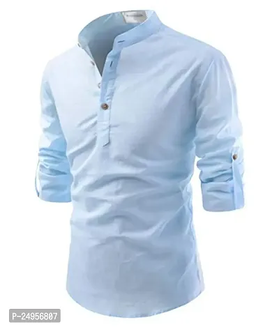 LIFE ROADS Cotton Solid Casual Slim Fit Chinese Collor Short Kurta for Men
