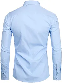 Elegant Cotton Blend Solid Long Sleeves Casual Shirts For Men-thumb1