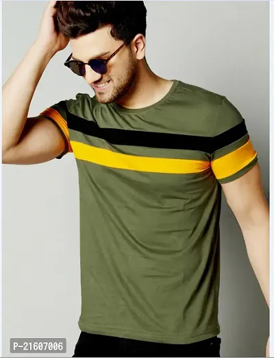 Reliable Green Cotton Blend Round Neck Tees For Men-thumb0