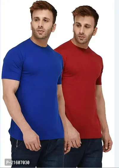 Reliable Multicoloured Cotton Blend Round Neck Tees For Men Pack Of 2