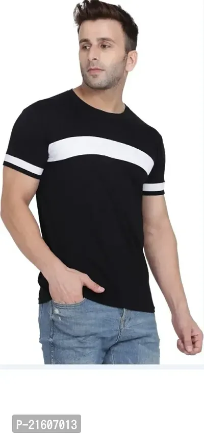 Reliable Black Cotton Blend Round Neck Tees For Men-thumb0