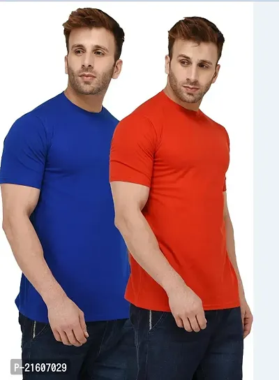 Reliable Multicoloured Cotton Blend Round Neck Tees For Men Pack Of 2