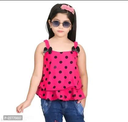 Stylish Pink Cotton Tops For Girl-thumb0