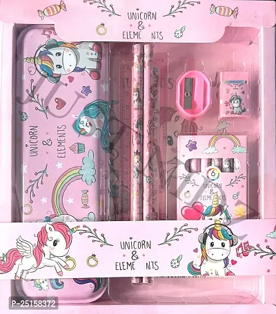 COMBO OF 2 PENCIL KITS FOR BOTH GIRLS AND BOYS WITH TWO DIFFERENT CHARACTERS BT21 AND UNICORN ( INCLUDES PENCIL BOX ,PENCIL,ERASER,SHARPNER,SCALE,WAX CRYONS IN BOTH PACKS )-thumb3