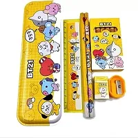 COMBO OF 2 PENCIL KITS FOR BOTH GIRLS AND BOYS WITH TWO DIFFERENT CHARACTERS BT21 AND UNICORN ( INCLUDES PENCIL BOX ,PENCIL,ERASER,SHARPNER,SCALE,WAX CRYONS IN BOTH PACKS )-thumb1