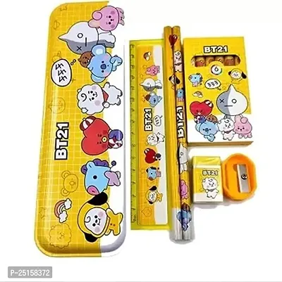 COMBO OF 2 PENCIL KITS FOR BOTH GIRLS AND BOYS WITH TWO DIFFERENT CHARACTERS BT21 AND UNICORN ( INCLUDES PENCIL BOX ,PENCIL,ERASER,SHARPNER,SCALE,WAX CRYONS IN BOTH PACKS )-thumb2