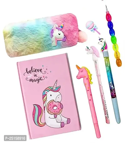 Unicorn Stationery Set for Girls Unicorn Return Gifts for Birthday Parties Stationery Set Cotton Pencil Box with All Stationery-thumb0