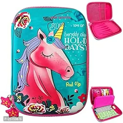 Unicorn Combos of Pouches, Stationery, Pen, Pencil, Eraser, Notebook for Student Unicorn Lover Unicorn Wired Headphone Fur Dairy (2nd Combo 7 PCS)-thumb2