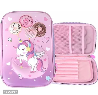 Unicorn 3D Cover Pencil Case Compass with Compartments, School Supply Organizer for Students, Stati